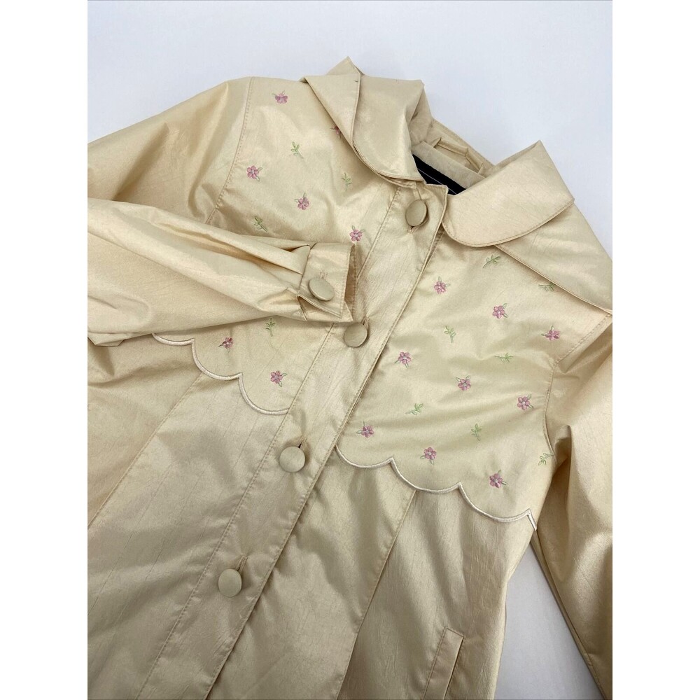 Rothschild Long Dress Coat Rain Jacket Easter Church Flower Embroidery Size 6X
